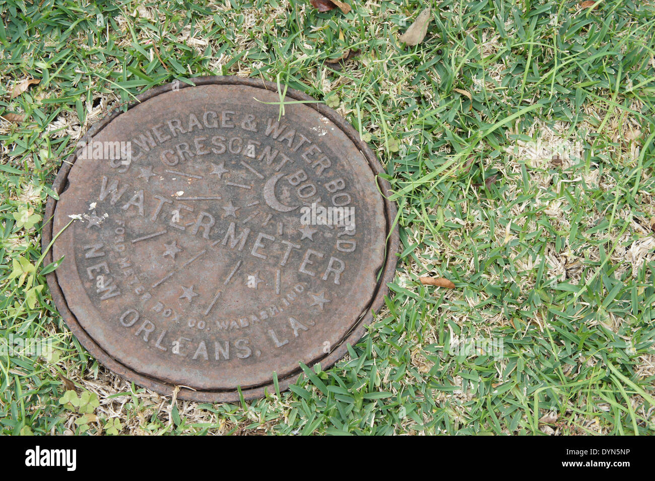 Compteur d'eau de la Nouvelle-Orléans dans l'herbe dans le parc Audobon Banque D'Images