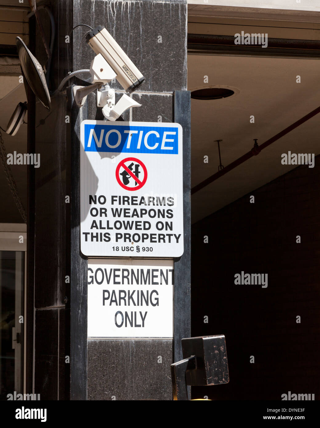 Bureau du Gouvernement US avis parking - Washington, DC USA Banque D'Images