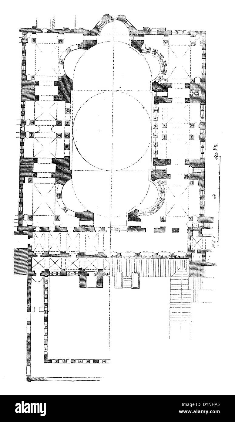 Plan Schéma De La Basilique Sainte Sophie De Constantinople Church plan Banque d'images noir et blanc - Alamy