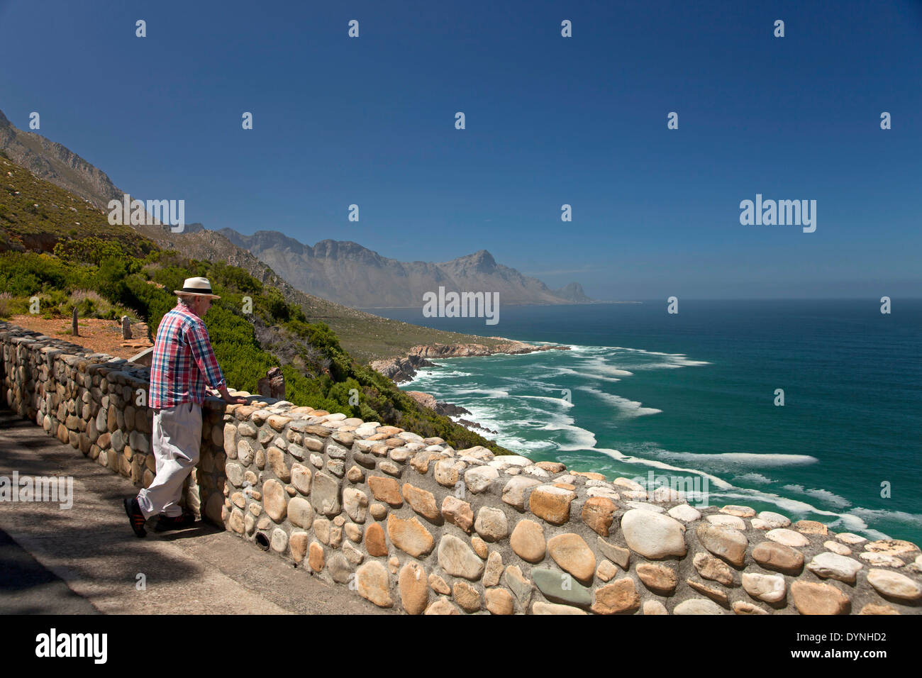 Point de vue le long de la route pittoresque près de Kogel Bay, Falsebay, Western Cape, Afrique du Sud Banque D'Images