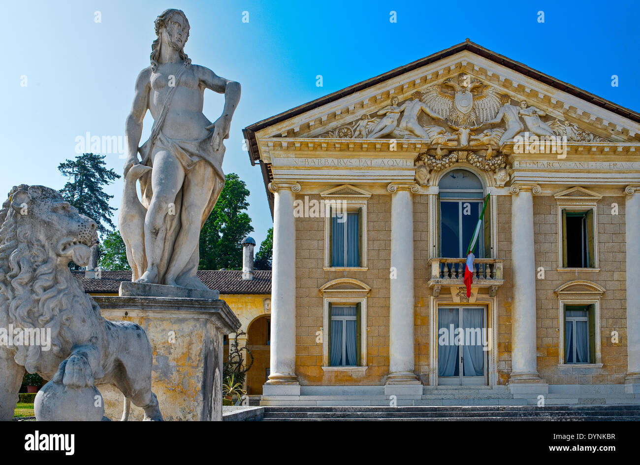 Italie, Vénétie, Maser, la Villa Barbaro, architecte Andrea Palladio Banque D'Images