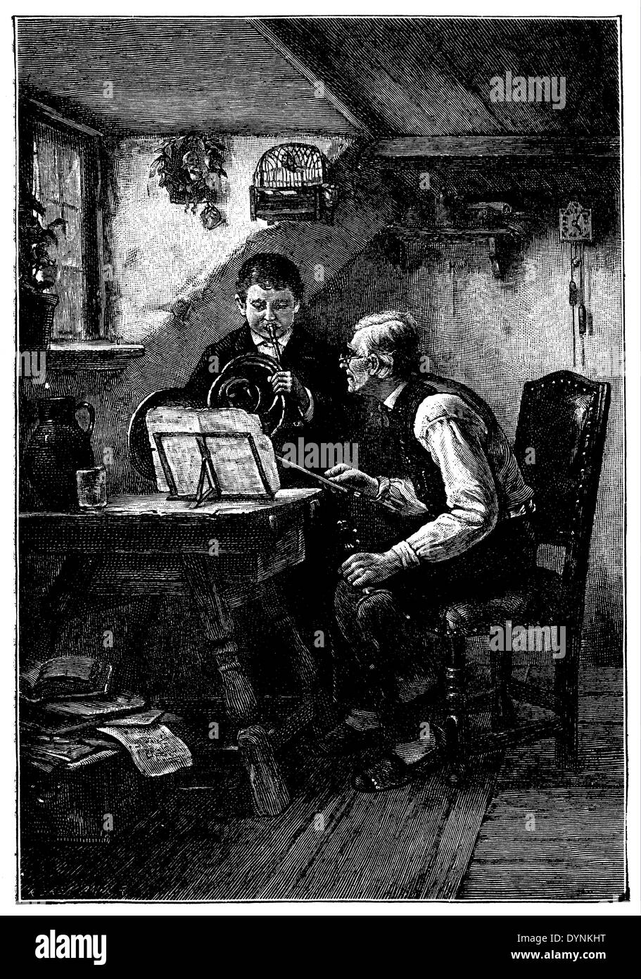 Photographie : leçons de musique. C. A. Müller-Lingke Banque D'Images