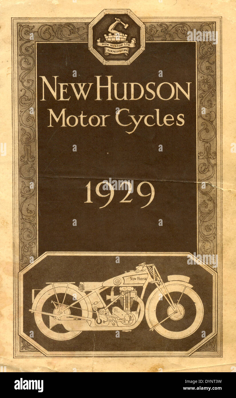Catalogue 1929 Couverture pour New Hudson Motor Cycles Banque D'Images