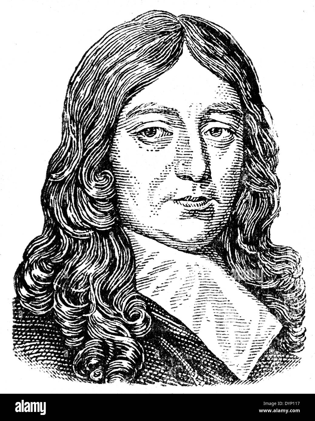 John Milton (1608-1674), poète anglais, illustration de l'Encyclopédie Soviétique, 1938 Banque D'Images