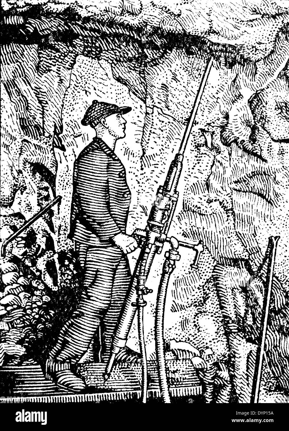 Les travailleurs de mine, illustration de l'Encyclopédie Soviétique, 1929 Banque D'Images