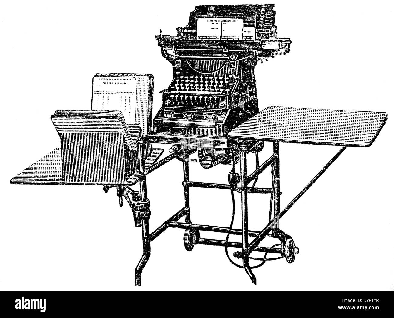 Vintage Computing livre-maintenant la machine Underwood, illustration de l'Encyclopédie Soviétique, 1927 Banque D'Images