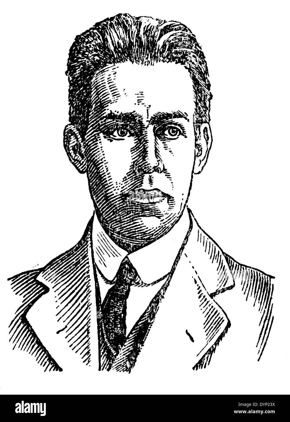 Niels Bohr (1885-1962), physicien atomique danois, Prix Nobel de physique, illustration de l'Encyclopédie Soviétique, 1927 Banque D'Images