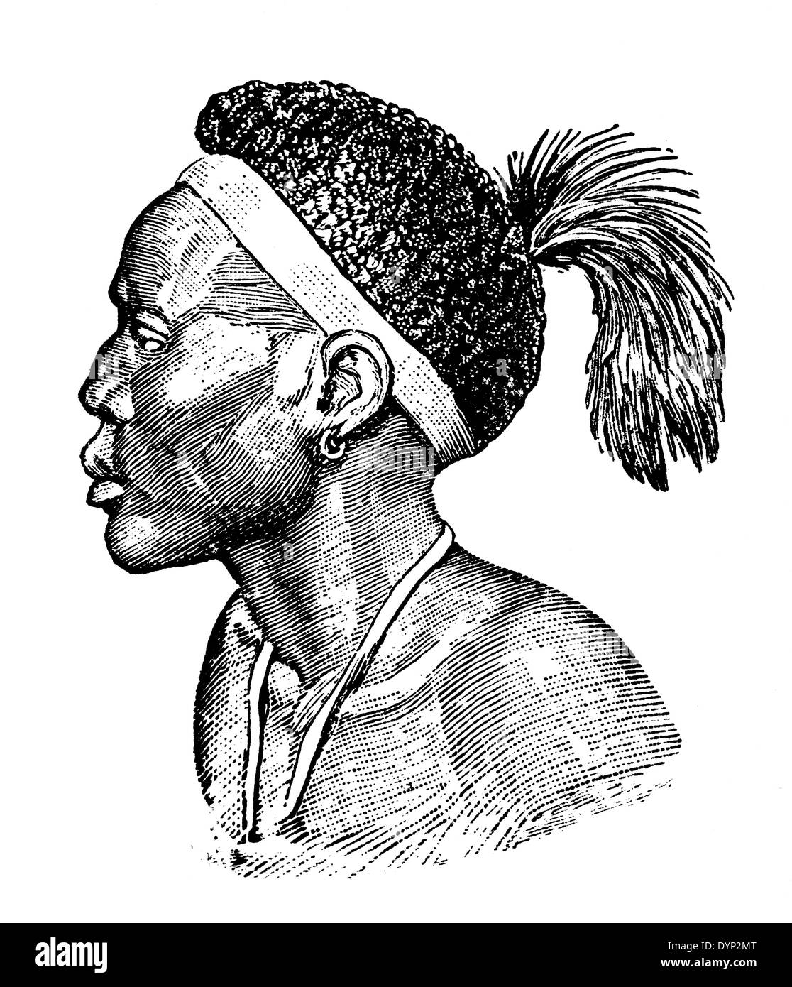 Homme Dinka en vêtements traditionnels, illustration de l'Encyclopédie Soviétique, 1926 Banque D'Images