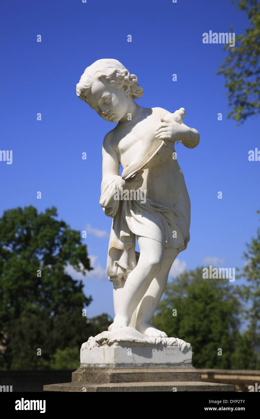 Château de Schwerin, jardin, petite statue, Mecklembourg Poméranie occidentale, l'Allemagne, de l'Europe Banque D'Images