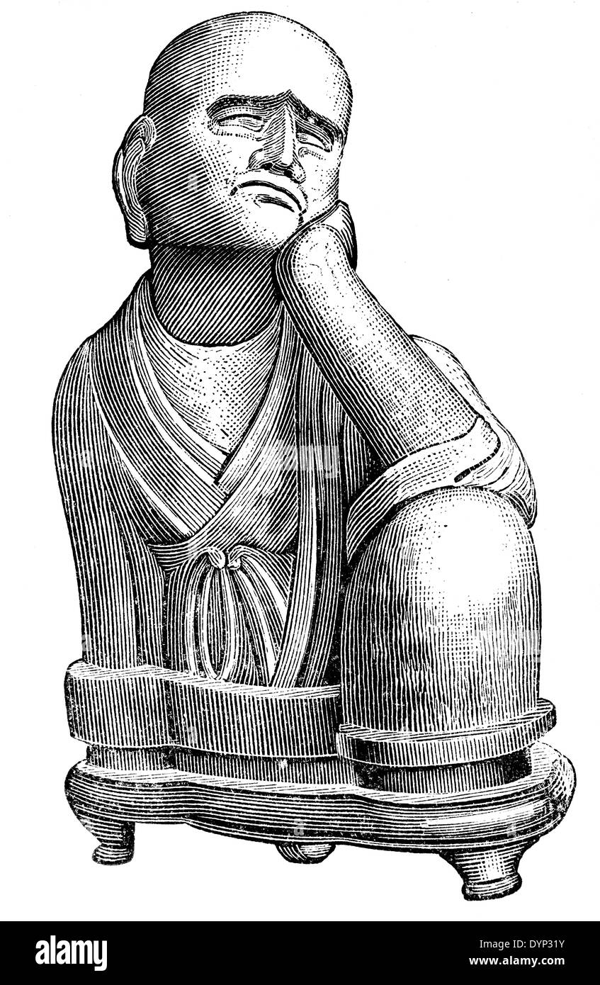 La sculpture sur pierre La Chine médiévale, illustration de l'Encyclopédie Soviétique, 1926 Banque D'Images