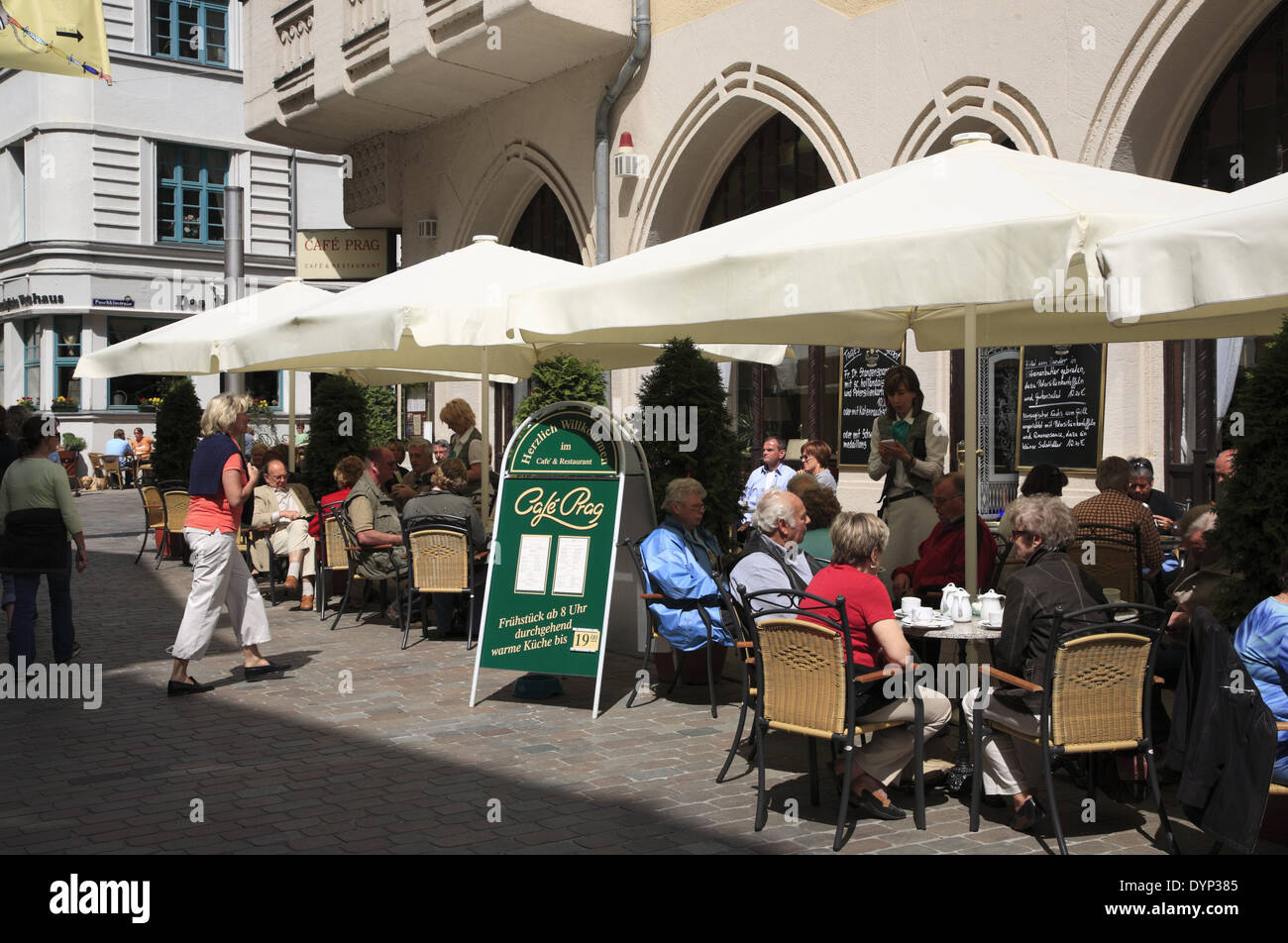 Café Prag, Schwerin, Mecklembourg Poméranie occidentale, l'Allemagne, de l'Europe Banque D'Images