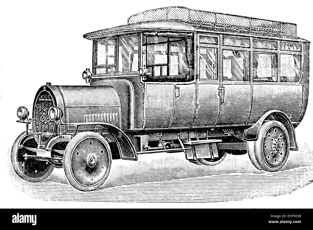 Vintage bus NAG, Allemagne, illustration de l'Encyclopédie Soviétique, 1926 Banque D'Images
