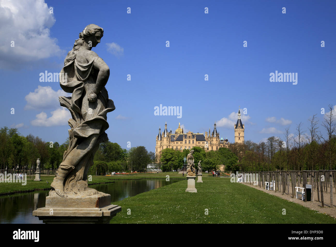 Parc et château de Schwerin, Mecklembourg Poméranie occidentale, l'Allemagne, de l'Europe Banque D'Images