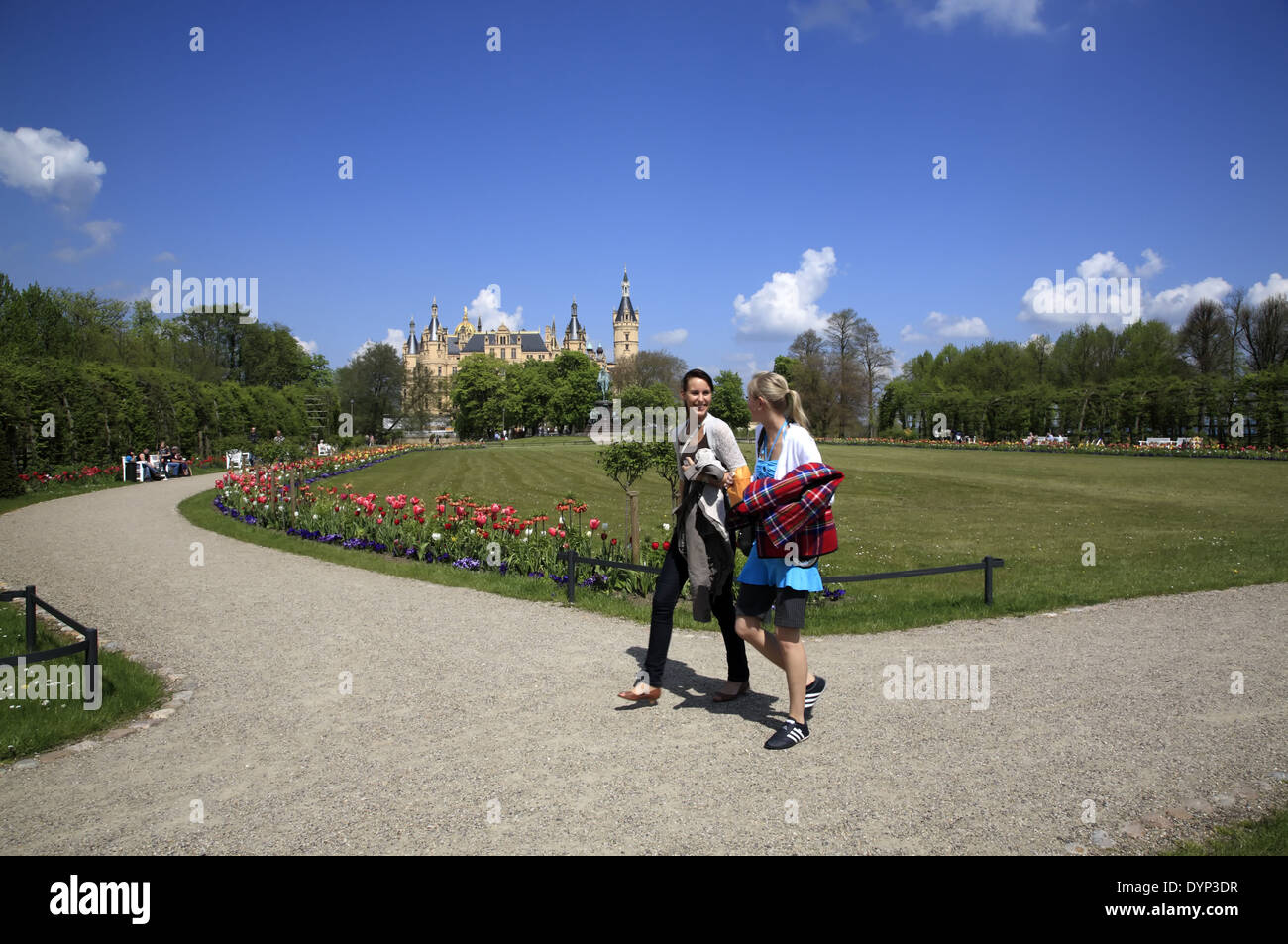 Parc et château de Schwerin, Mecklembourg Poméranie occidentale, l'Allemagne, de l'Europe Banque D'Images