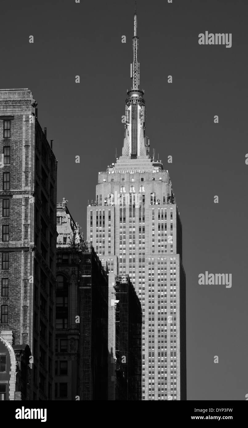 Empire State Building new york noir et blanc ville Banque D'Images