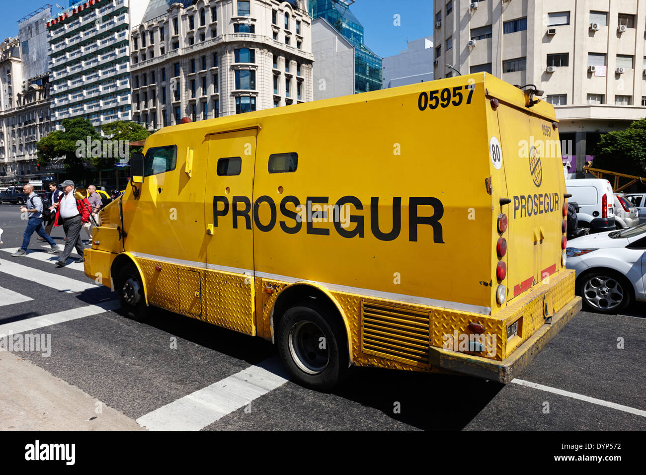 Prosegur sécurité blindée truck centre-ville de Buenos Aires Argentine Banque D'Images