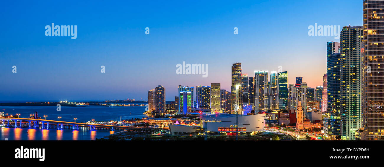 Vue panoramique de Miami, Floride, le coucher du soleil d'été Banque D'Images