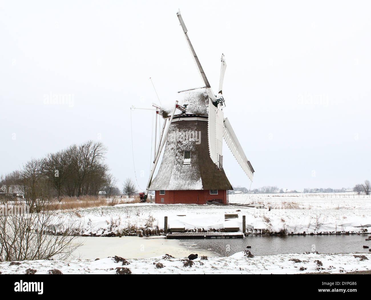 Krimstermolen Polder Mill (1904), les Pays-Bas à Zuidwolde en hiver mise Banque D'Images