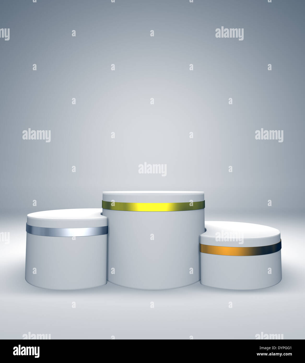 Podium pour la première, deuxième et troisième place - 3d illustration Banque D'Images