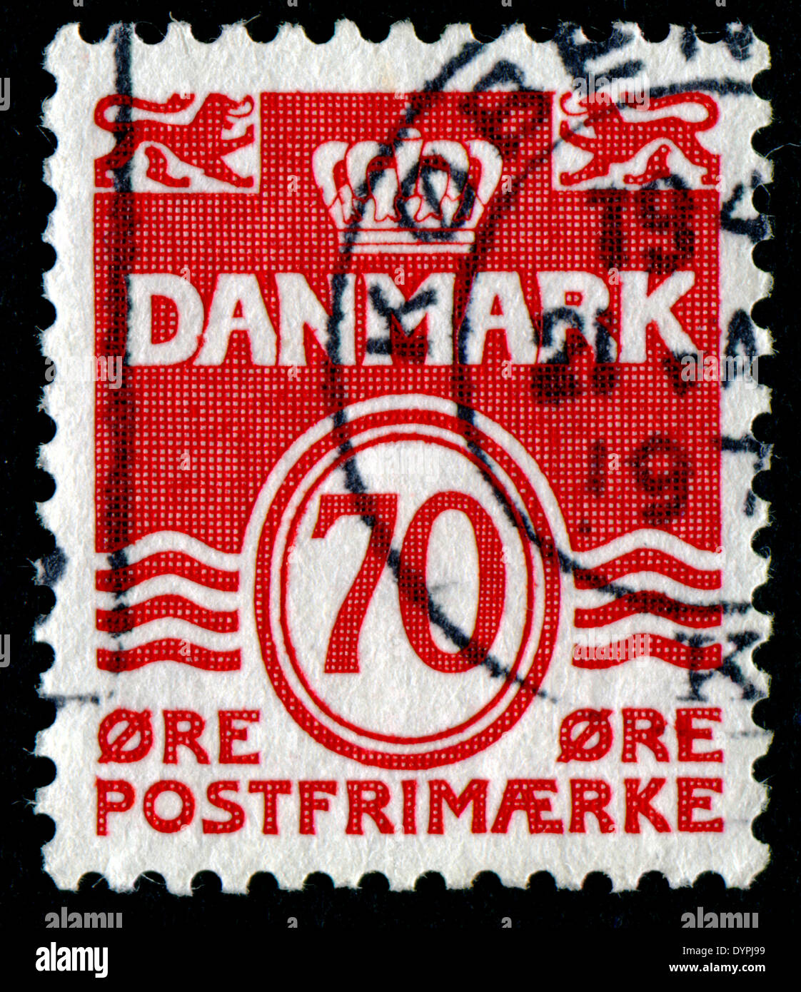 Danemark - VERS 1960 : un timbre imprimé au Danemark montre 70 couronnes, série, vers 1960 Banque D'Images