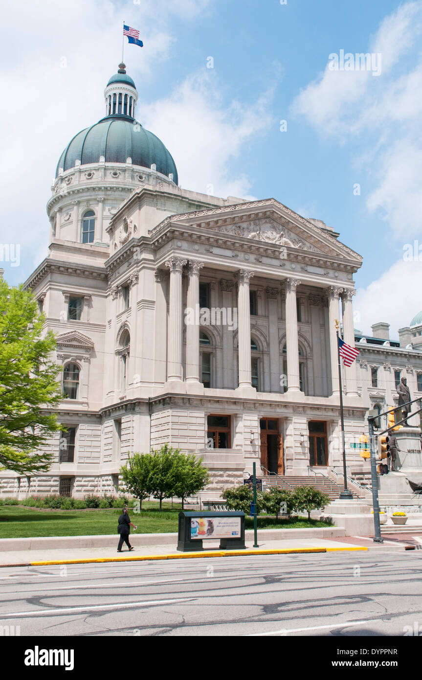 USA, Indiana, Indianapolis. L'Indiana Statehouse abrite l'Assemblée générale, le bureau des gouverneurs et de la Cour suprême de l'Indiana. Banque D'Images