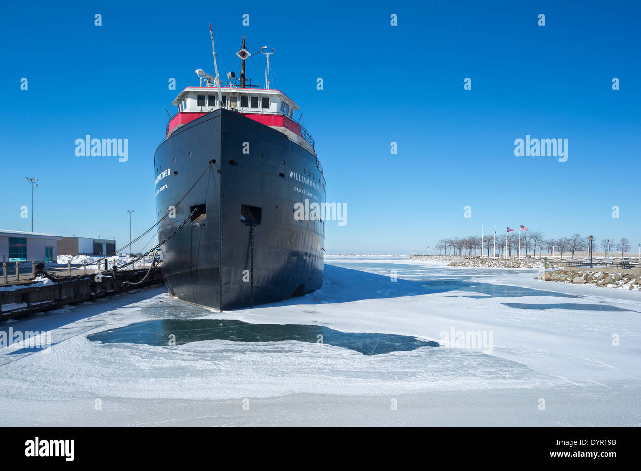 STEAMSHIP WILLIAM G. MATHER MUSÉE CARGO LAKE WATERFRONT QUAY DOWNTOWN CLEVELAND OHIO USA Banque D'Images