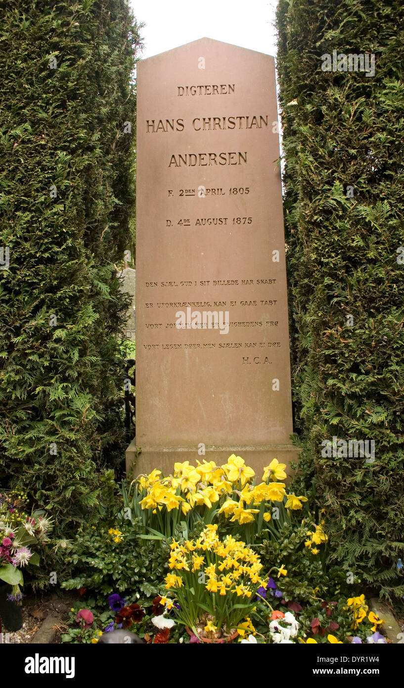 Tombe de Hans Christian Anderson, auteur de la Petite Sirène. Copenhague, Danemark Banque D'Images
