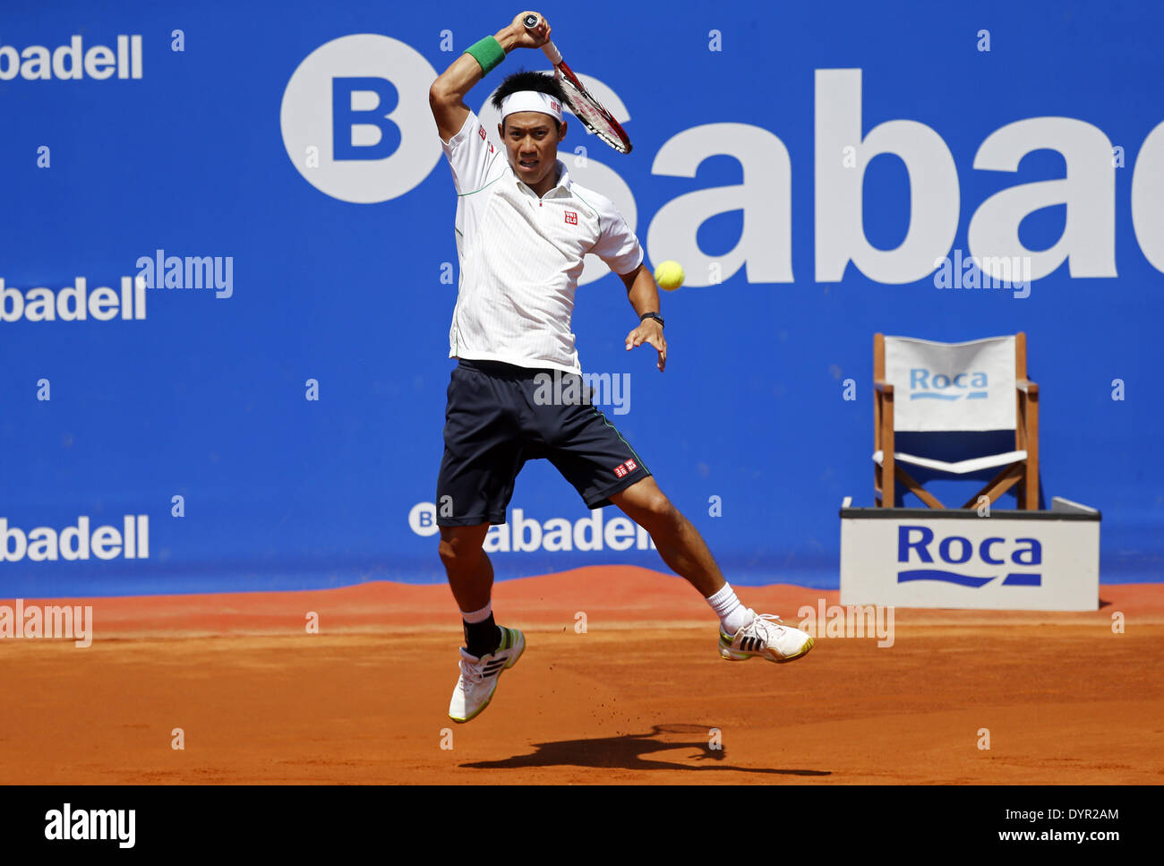 Barcelone, Espagne. Apr 24, 2014. Espagne-BARCELONE -24 avril : Andrey Golubev et match entre Kei Nishikori, correspondant à la 1/8 finale de l'Open de Barcelone Banc Sabadell, 62 Trofeo Conde de Godo, joué dans le RC de Tenis Barcelona, Avril 24, 2014 .. Nishikori. Photo : Joan Valls/Urbanandsport Nurphoto /. Credit : Joan Valls/NurPhoto ZUMAPRESS.com/Alamy/Live News Banque D'Images