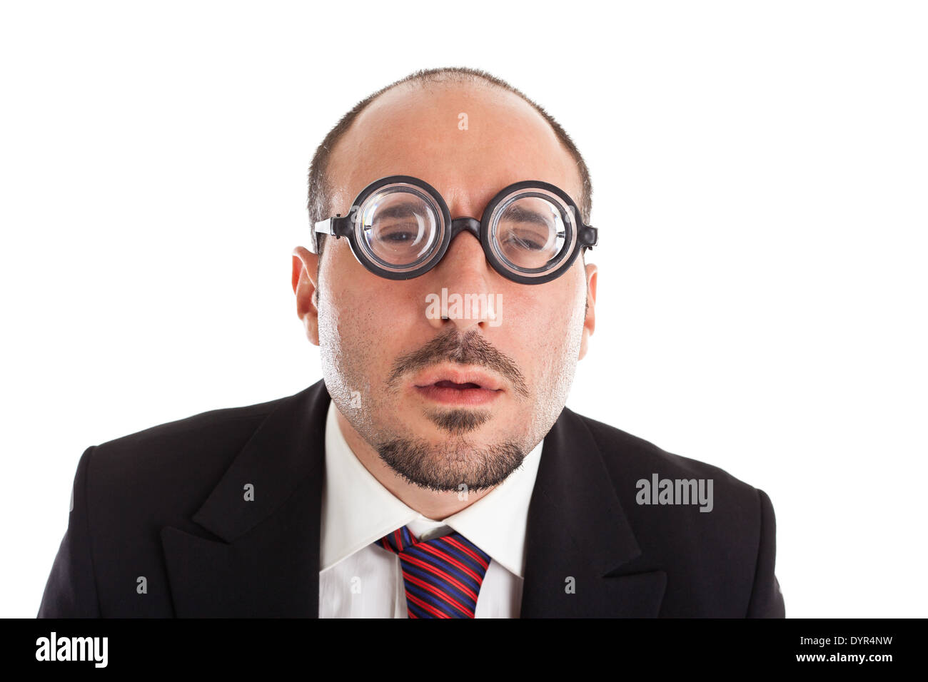 Un homme portant des lunettes épaisses, cercle Photo Stock - Alamy
