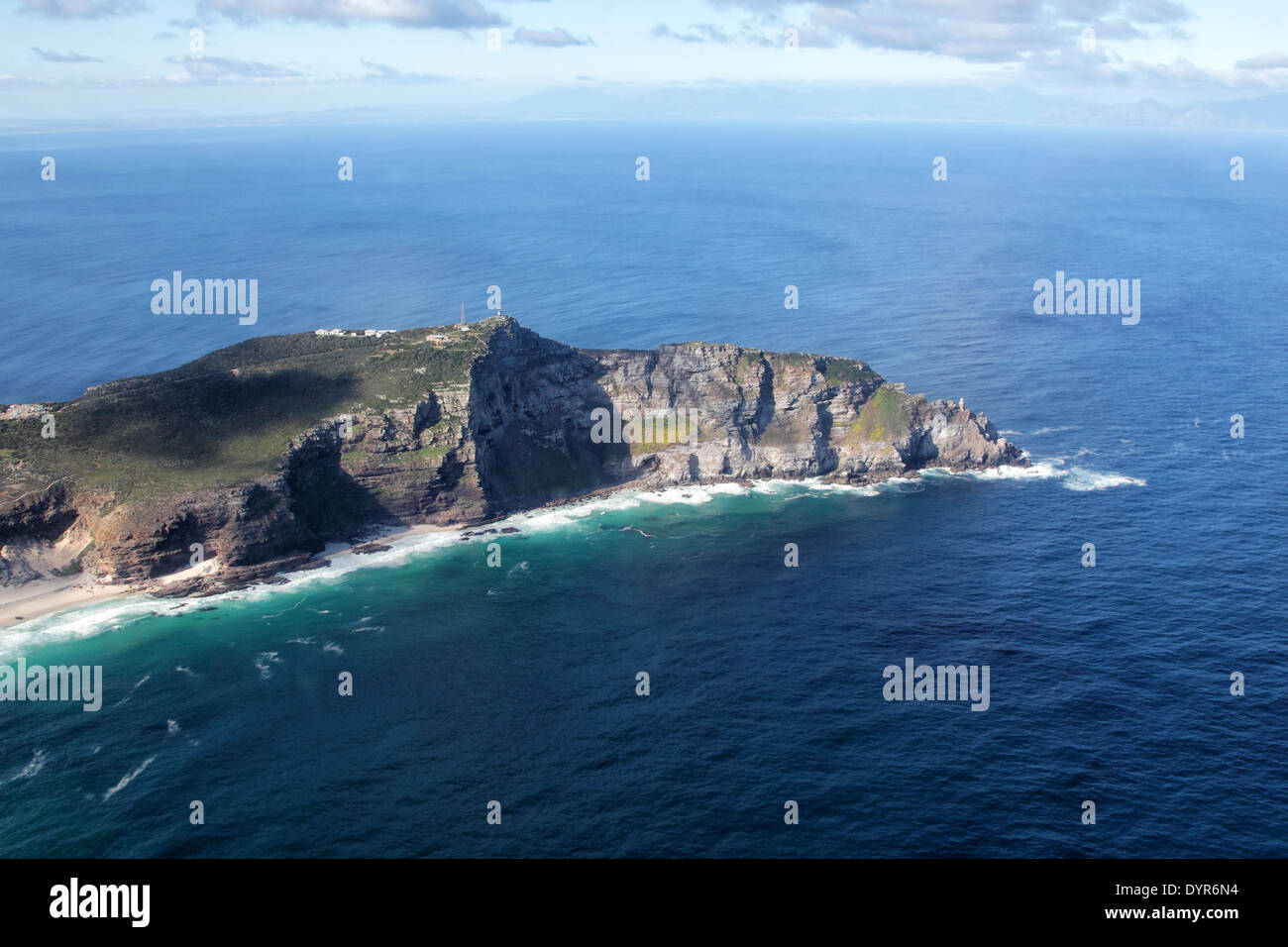 Vue aérienne de la pointe du Cap, l'extrémité sud de la péninsule du Cap, près de Cape Town, Afrique du Sud. Banque D'Images
