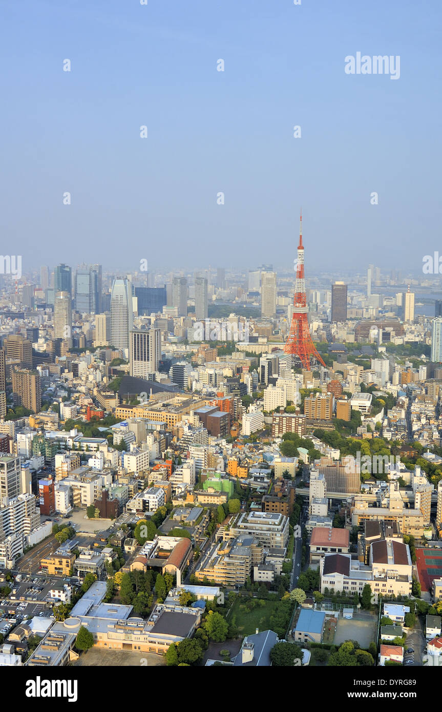 Vue depuis la Tour de Tokyo, vue sur la ville de Tokyo à Mori Tower, Roppongi Hills, Tokyo, Japon Banque D'Images