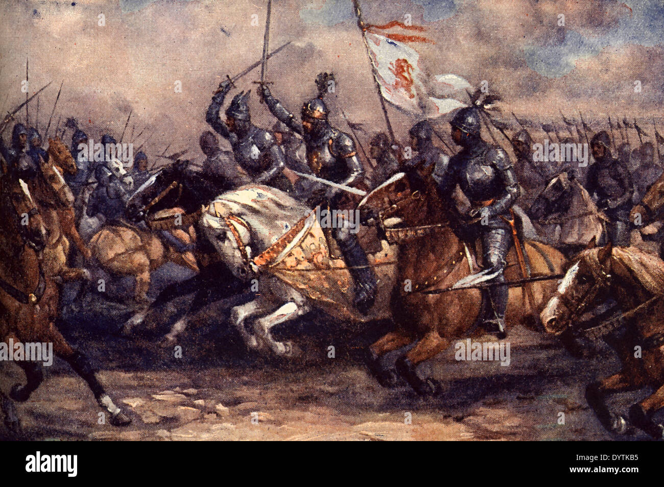 Guerre de Cent Ans : bataille de Crécy le 26 août 1346 : il le roi Jean de Bohême (Jean l'aveugle), illustration Banque D'Images