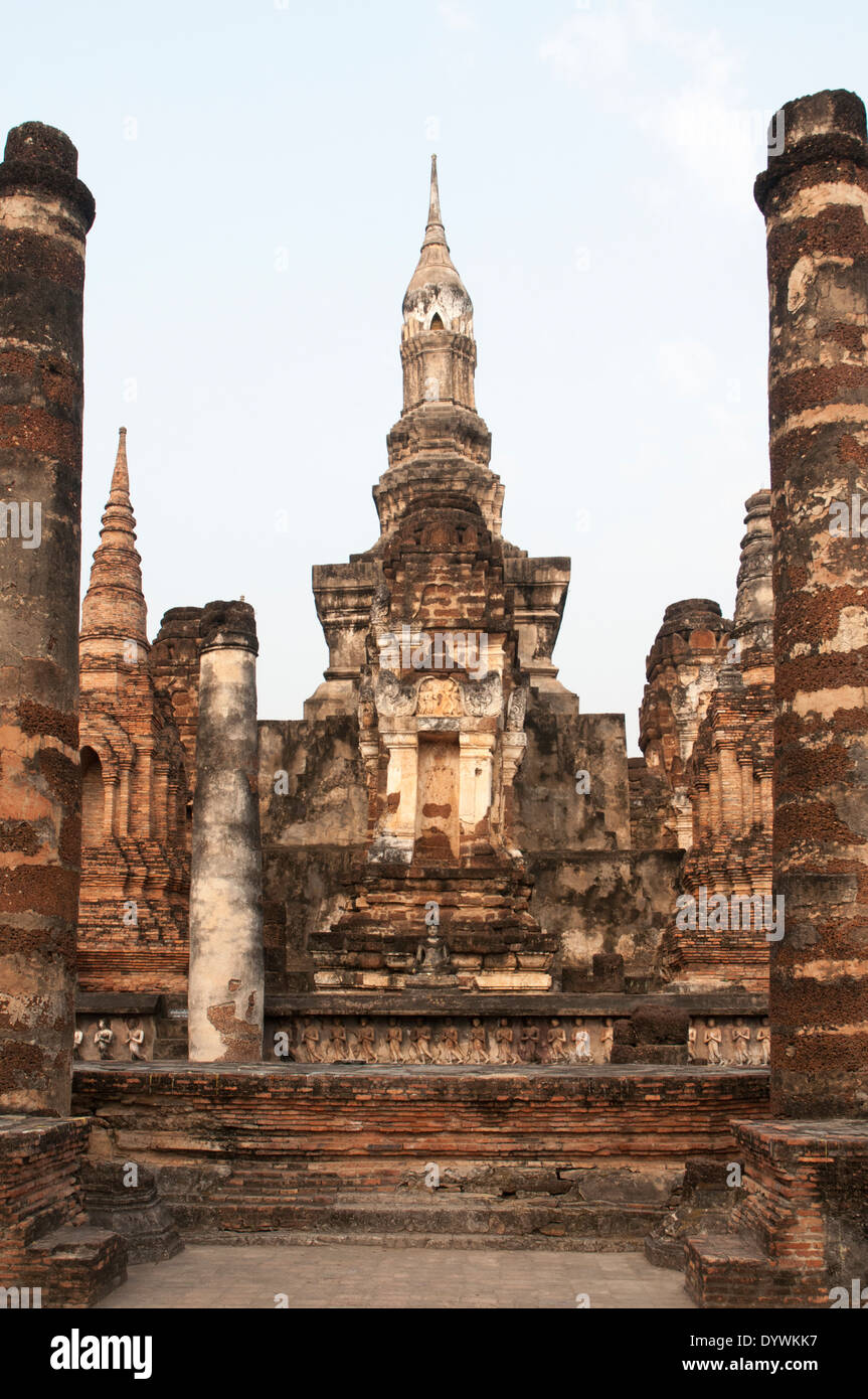 Wat Mahathat, Parc historique de Sukhothai, Thaïlande Banque D'Images