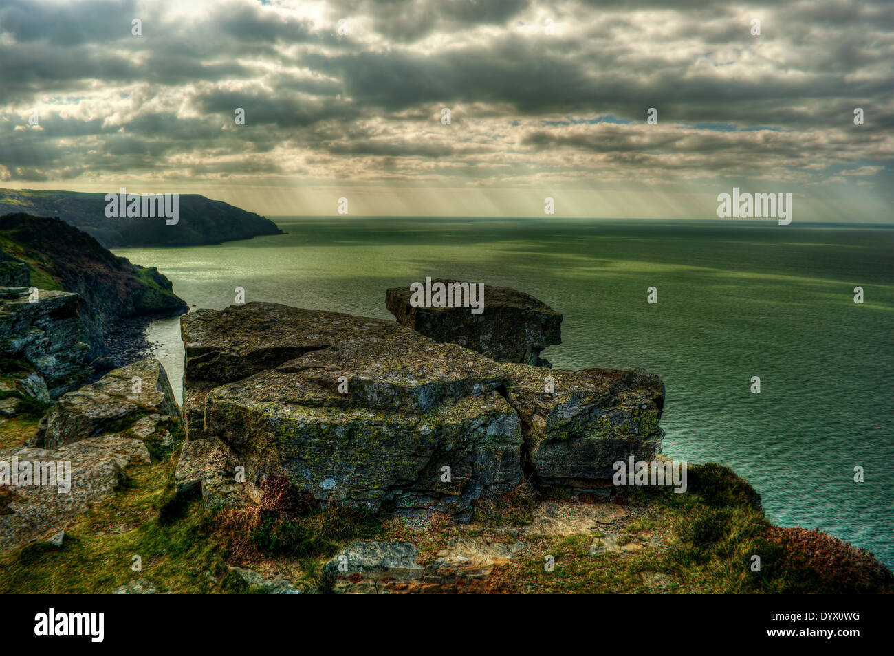 Avril 2014, chemin des douaniers à Lynton (Angleterre), HDR-technique Banque D'Images