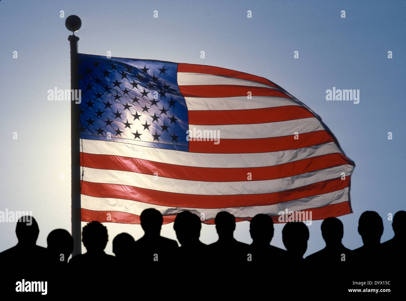 Les gens généré par ordinateur avec le drapeau américain Banque D'Images