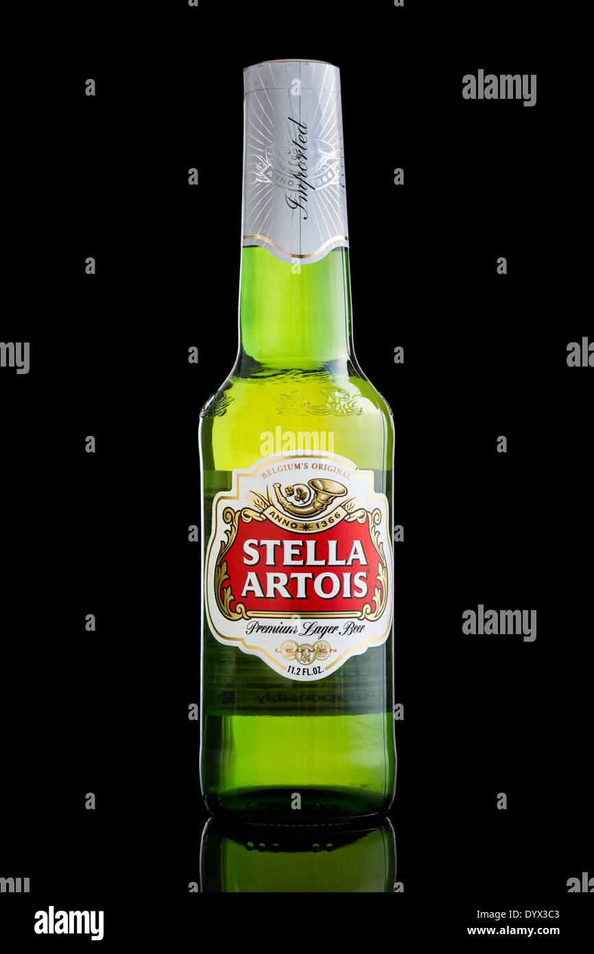 Importé USA bouteille de bière Stella Artois Banque D'Images