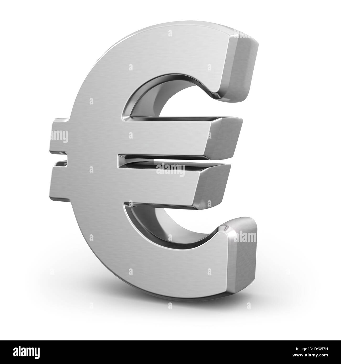 Argent monnaie euro sign on white background isolés. 3d Banque D'Images