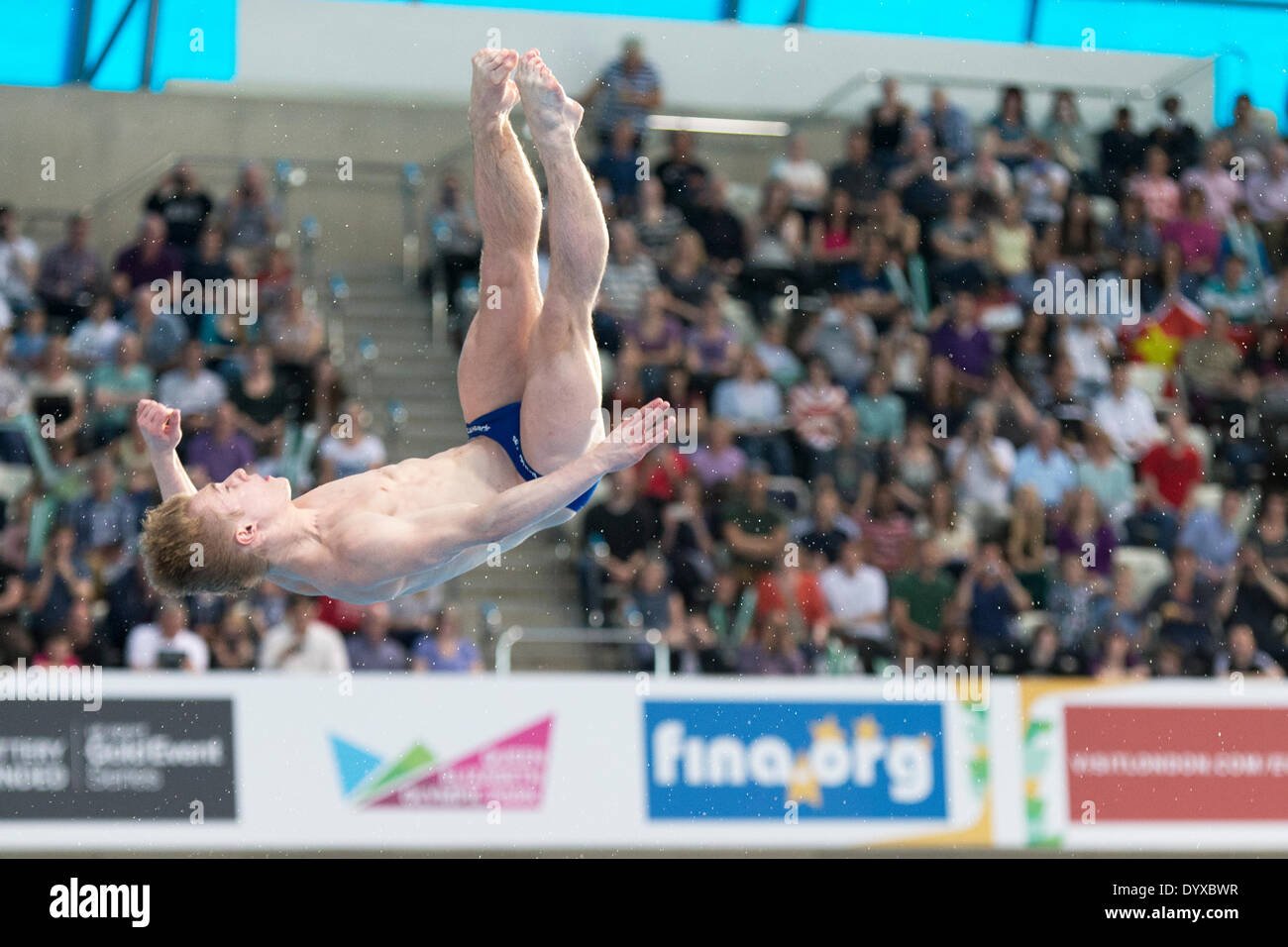 Londres, Royaume-Uni. Apr 26, 2014. Jack RIRE Tremplin 3m Finale Hommes FINA/NVC Diving World Series 2014 Centre Aquatique de Londres Queen Elizabeth Olympic Park, Angleterre Royaume-uni Crédit : Simon Balson/Alamy Live News Banque D'Images