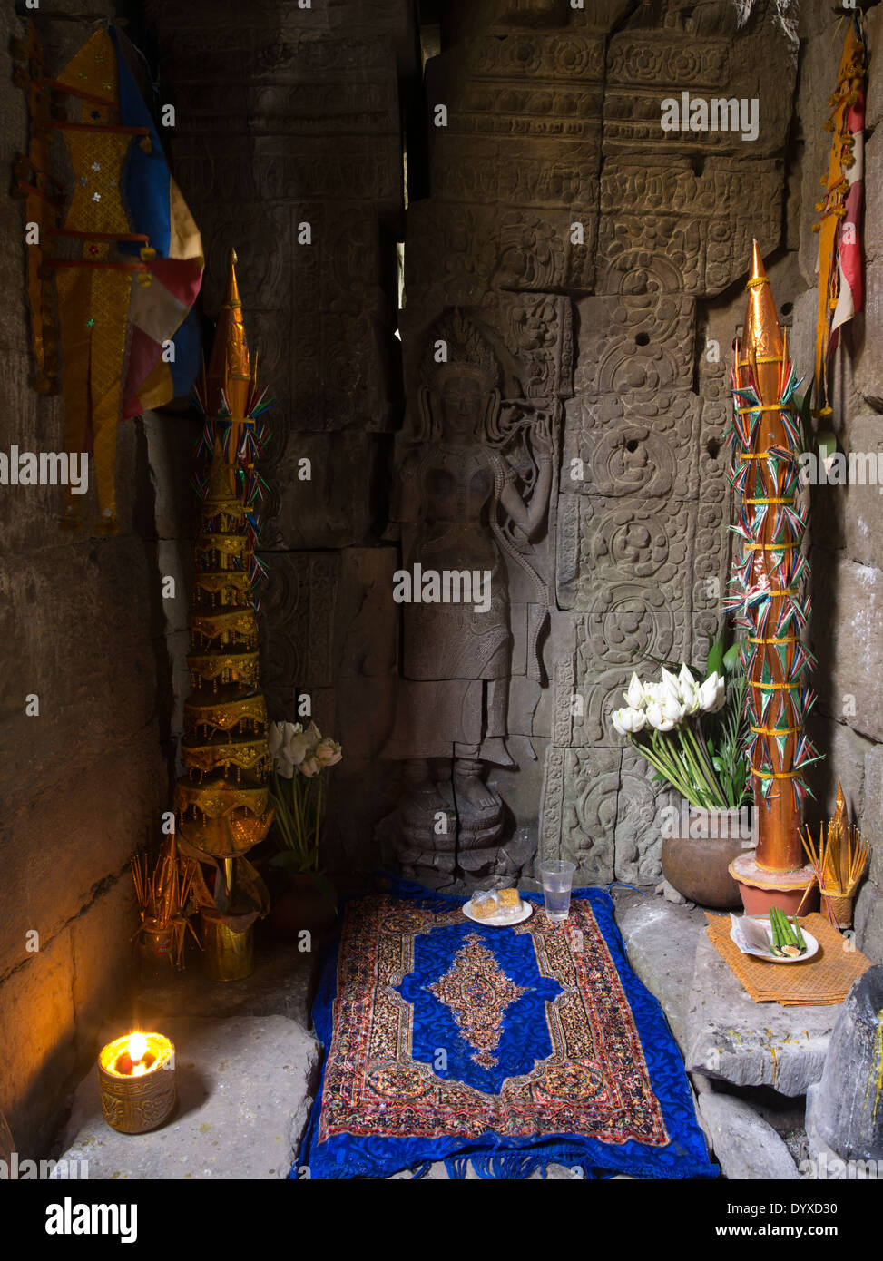 Petit sanctuaire au Temple de Preah Khan, Siem Reap, Cambodge Banque D'Images