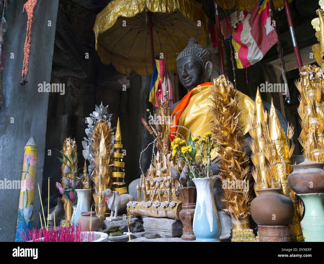 Banteay Kdei monastère bouddhiste / Temple ruins. Siem Reap, Cambodge Banque D'Images