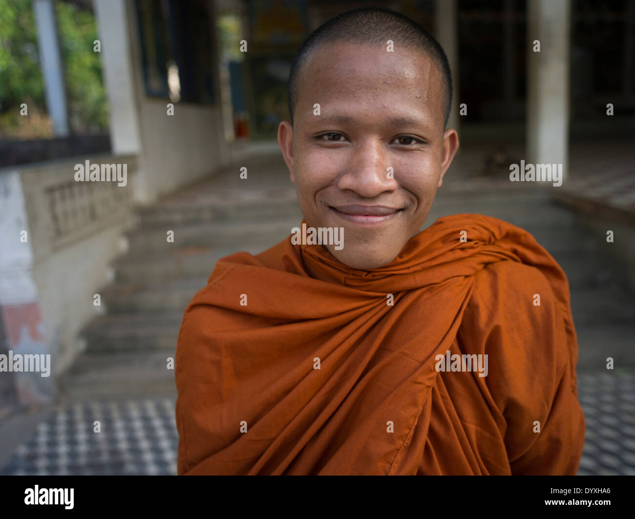 Le moine bouddhiste à Angkor Wat, Siem Reap, Cambodge Banque D'Images
