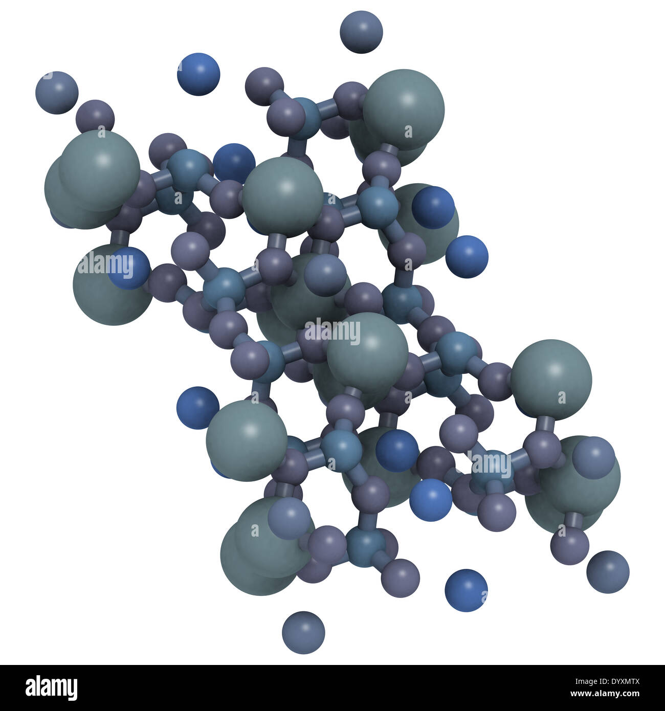 Structure cristalline de riebeckite. La crocidolite ou amiante bleu est la forme fibreuse de ce minéral. Banque D'Images