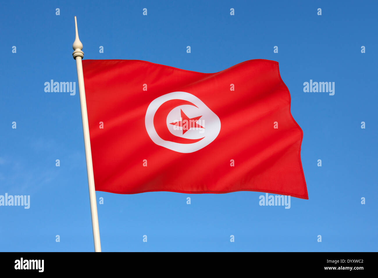 Drapeau de la Tunisie Banque D'Images