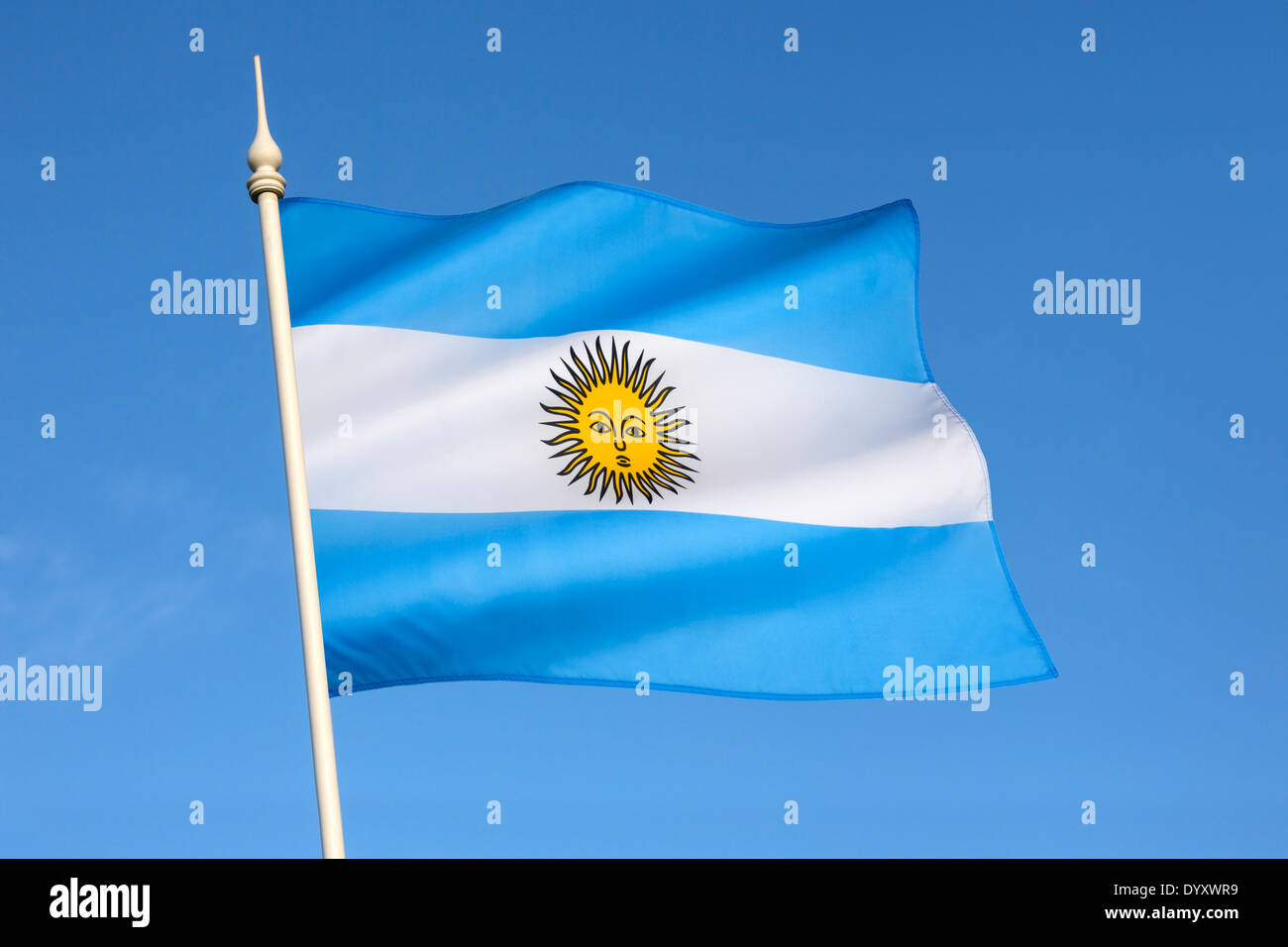 Le drapeau national du pays de l'Amérique du Sud de l'Argentine. Banque D'Images