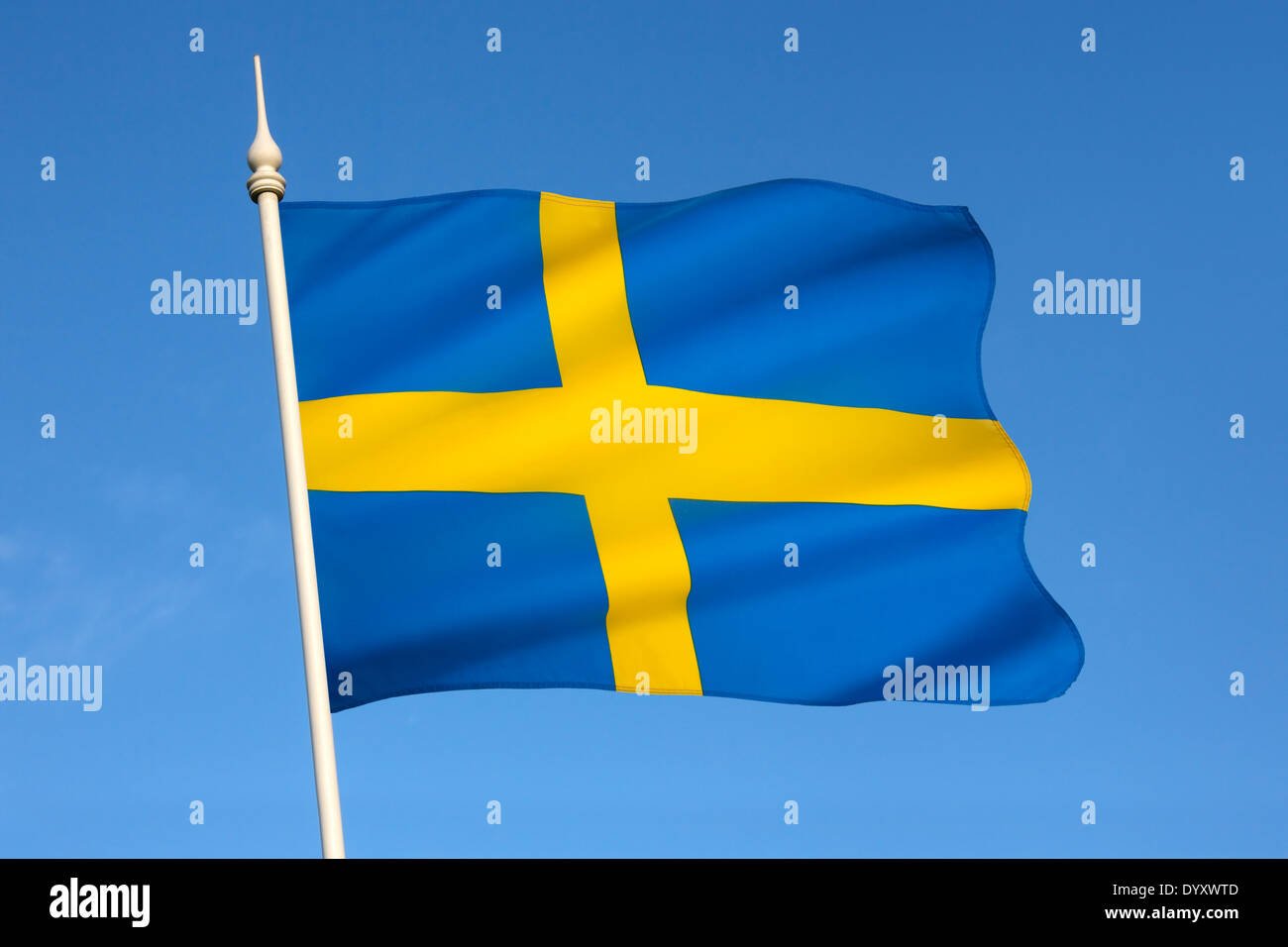 Le drapeau national du pays scandinave de la Suède. Banque D'Images