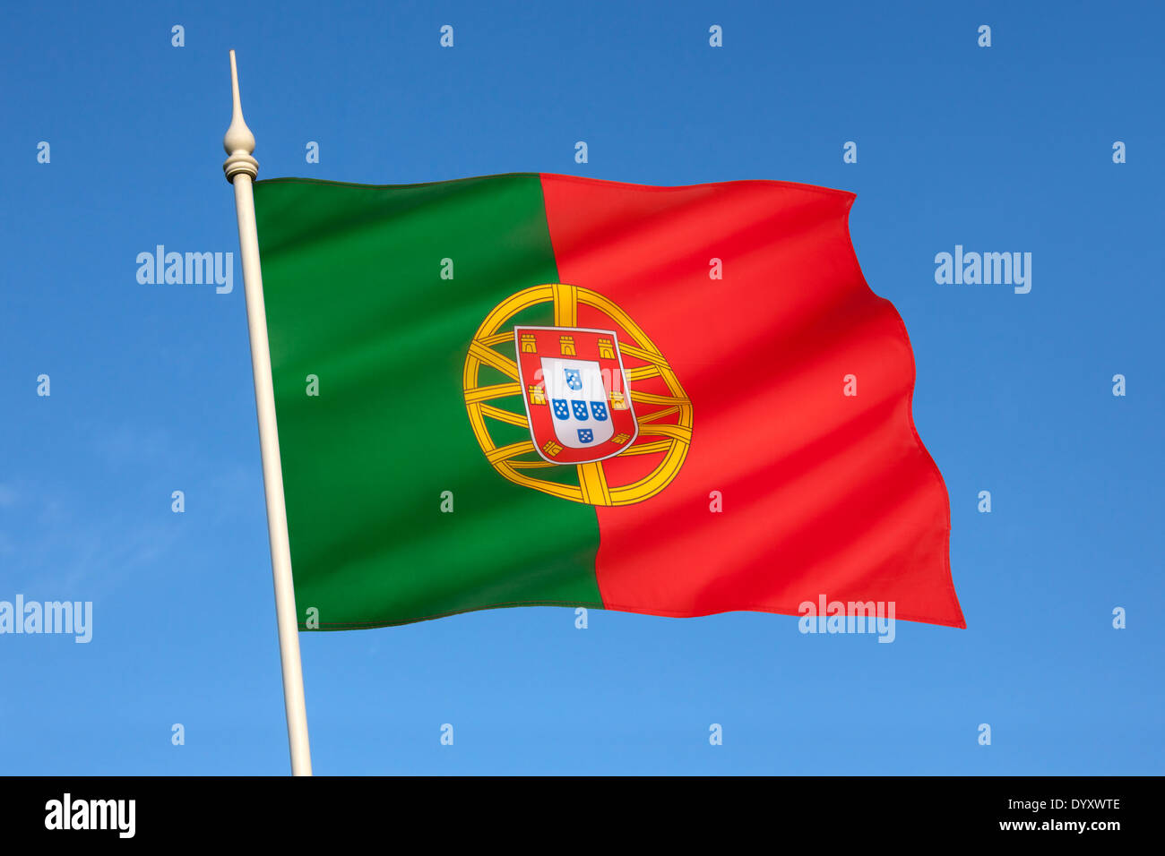 Le drapeau national du Portugal. Banque D'Images