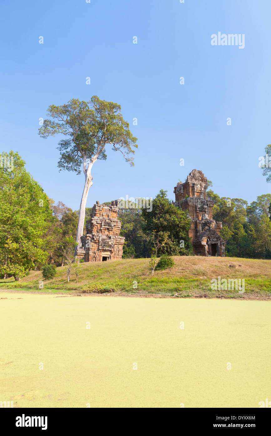 Prasat Suor Prat tours, Angkor Thom, au Cambodge Banque D'Images