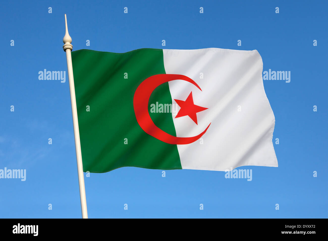 Le drapeau national de l'Algérie Banque D'Images