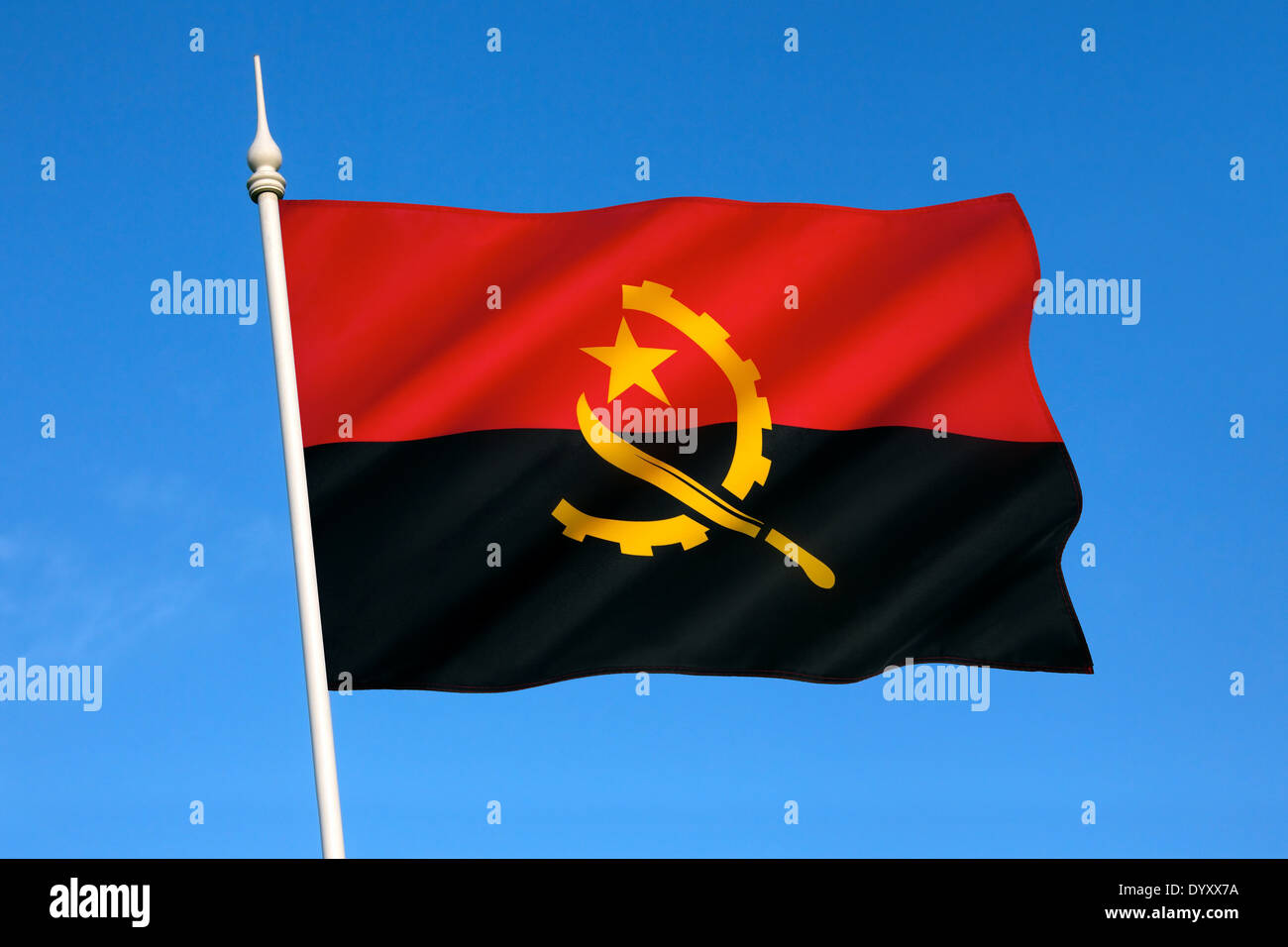 Le drapeau national de l'Angola Banque D'Images