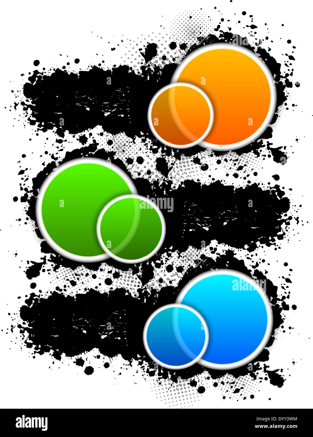 Ensemble de bannières grunge avec des cercles Banque D'Images
